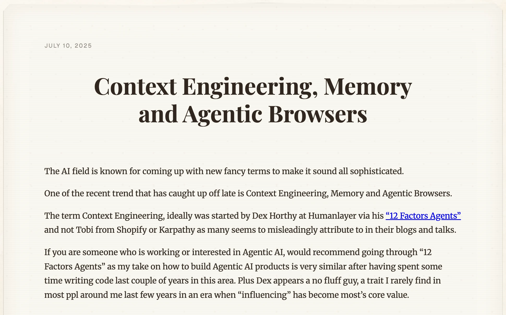 Context Engineering, Memory and Agentic Browsers
